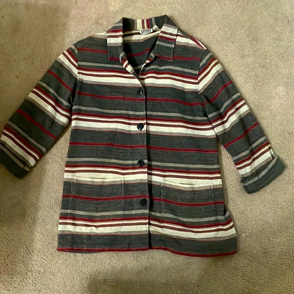 Chicos cotton striped blazer